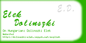 elek dolinszki business card